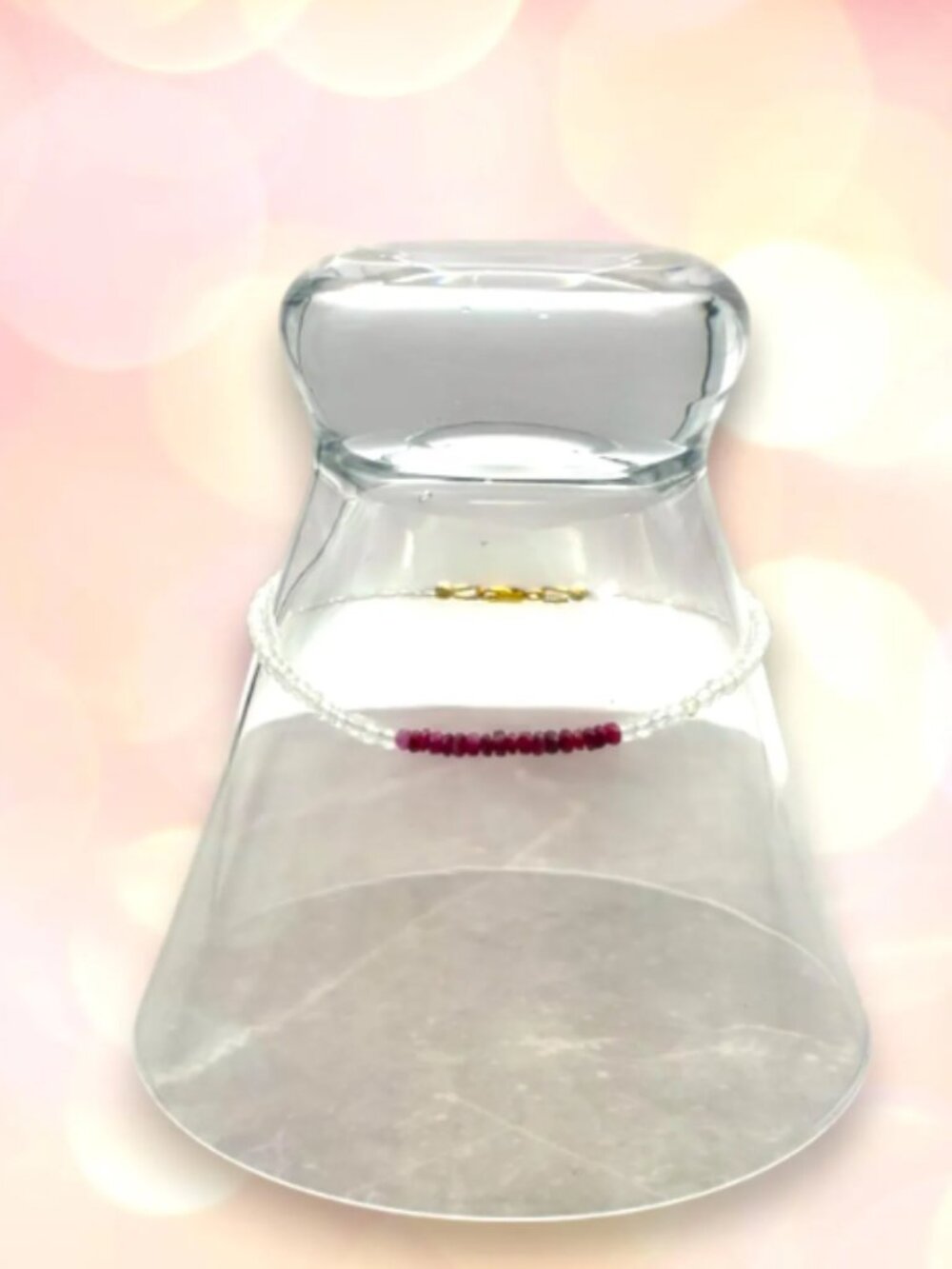 Ruby an Moonstone Bracelet in Gold Filled, June and July Birthstones